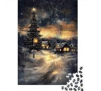 Capanna nella Foresta Invernale Puzzle 1000 Pezzi Carta per Adulti Scena Notturna Accogliente Puzzle per Famiglia Relax Decorazione Casa Regalo 52x38cm/1000pcs