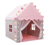 Capanna per Bambini da Interno, Tenda Bimbo, Casa per Bambina Casetta & LED | Spielhaus per Ragazza Principesse Cameretta Carine Giochi, con Luci a Sfera & Luci a Stella, Rosa & Grigio 100×120×130cm