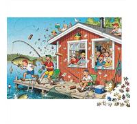 Capanna per la pesca sul lago a mezz'estate Puzzle in Legno Impermeabile DIY Puzzles Da 1000 Pezzi Per Adulti Divertenti Per Decorazioni Domestiche