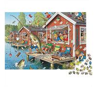 Capanna per la pesca sul lago a mezz'estate Puzzle in Legno Impermeabile DIY Puzzles Da 1000 Pezzi Regali Per Adulti Sfidanti E Rompicapo Giochi Educativi