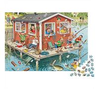 Capanna per la pesca sul lago a mezz'estate Puzzle in Legno Impermeabile Puzzles Da 1000 Pezzi Per Adulti Impossibili Giochi Di Impegnativi