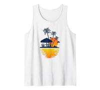 Capanna Tropicale al Tramonto con Palme Canotta