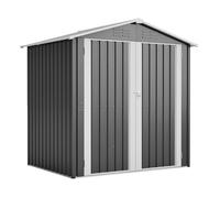 Capanno attrezzi con base e accessori - Casetta da giardino 185 x 142 x 185 cm con ventilazione e serratura. Per tosaerba e attrezzi da giardino. Grigio