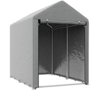 Capanno Box per Attrezzi da Giardino 120x179x165 cm Tenda in PE anti UV e Metallo Grigio chiaro