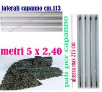 capanno da caccia telo mimetico rete mimetica fogliato pali ferri laterali tela