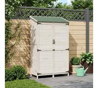 vidaXL Capanno da Giardino Bianco 106,5 x 56 x 176 cm, Ricovero da Giardino, Struttura in Legno Rettangolare, Spazio Abbondante per Attrezzi, Organizzazione Impermeabile
