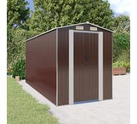 vidaXL Capanno da giardino 192x440x223 cm Marrone scuro Acciaio zincato