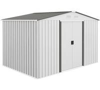 Outsunny Casetta da Giardino 5 m² con 4 Prese d'Aria e 2 Porte Scorrevoli, Capanno Porta Attrezzi in Lamiera d'Acciaio, 277x195x192 cm, Argento
