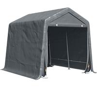 Outsunny Tendone Garage all'Aperto 2.8x2.4m per Moto e Biciclette, Casetta da Giardino per Attrezzi in Metallo e Tessuto PE, Grigio