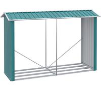 Outsunny Legnaia con Struttura in Acciaio Galvanizzato, Base rialzata e Tetto inclinato, 240x 86x160cm, Verde