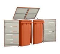 Capanno doppio per bidoni della spazzatura, 138 x 77,5 x 112,5 cm, in acciaio inox