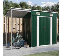 Capanno Giardino con Tetto Esteso Verde 277x107x181cm Acciaio