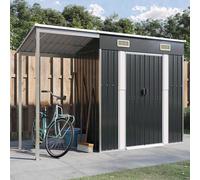 Capanno Giardino Tetto Esteso Antracite 277x107x181cm Acciaio