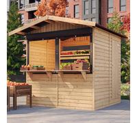Capanno in Legno, Capanno Espositore in Legno, Chiosco in legno da giardino per bar, 253x263 cm/4 m2 Stand di vendita con bancone, Multifunzione cabina da giardino TIMBELA M149Z