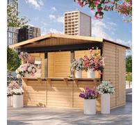 Capanno in Legno, Capanno Espositore in Legno, Chiosco in legno da giardino per bar, 263 x 336 cm / 6 m² Stand di vendita con bancone, Multifunzione cabina da giardino TIMBELA M150AZ