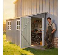 Capanno in metallo 6 x 8 piedi - Casetta attrezzi 4,5 m² spazio con doppia ante e pavimento, resistente alle intemperie come garage per 4-6 biciclette, attrezzi da giardino e moto, capanno in acciaio