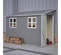 Capanno in metallo 6 x 8 piedi - Casetta attrezzi 4,5 m² spazio con doppia ante e pavimento, resistente alle intemperie come garage per 4-6 biciclette, attrezzi da giardino e moto, capanno in acciaio