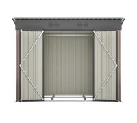 Capanno per attrezzi con base in metallo inclusa - Compatta casetta da giardino in metallo, 229x111x182 cm. Resistente agli agenti atmosferici e con serratura per terrazza e giardino, Marrone