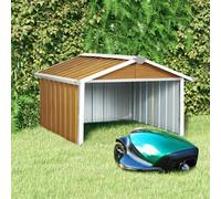 vidaXL Capanno per Robot Tosaerba 92x97x63 cm Acciaio Zincato Marrone