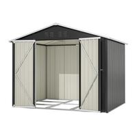 Capanno resistente alle tempeste (fino a 18 m/s) - Casetta da giardino in acciaio con 2 porte scorrevoli e 4 aperture di ventilazione. Chiudibile a chiave, 240x192x191 cm, nero