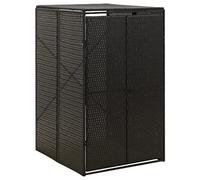 Capanno singolo per bidone con ruote, 70 x 80 x 117 cm, in polyrattan, colore: nero
