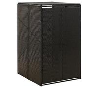 Capanno singolo per bidone con ruote, 70 x 80 x 117 cm, in polyrattan, colore: nero