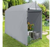 capannone per bici portatile con porto e prese d'aria Tenda di stoccaggio esterni utensili da giardino Coperchio impermeabile in bicicletta telaio acciaio pali terra grigio. W:120xD:188xH:165cm