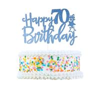 CAPASTEC Cake Topper Blu 1pc Per 70° Compleanno Decorativo | Dimensioni 15x10,5 Cm, Asta 13,7 Cm, Materiali Alimentari, Adatto Per Torte E Dolci, Non Commestibili.