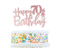 CAPASTEC Cake Topper Decorativo Rosa Oro 1 Pezzo per 70° Compleanno | Materiale Cartoncino Glitterato, Dimensioni 15x10.5 Cm, Adatto Per Dolci, Non Commestibili, Non Per Forno O Microonde