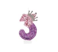 CAPASTEC Candele Compleanno Numero 1 Rosa Viola 1 Pz Per Torta Decorativo | Materiale Paraffina E Polvere, Dimensioni 7,5x4 Cm, Design A Corona, Senza Fumo, Facile Da Accendere, Adatto Per Feste