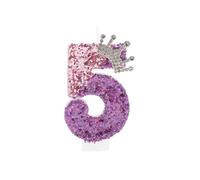 CAPASTEC Candele di Compleanno Numero 5, Candele a Corona per Compleanni, Cake Topper Decorativo per Torta, Decorazione per Torta, Candele di Compleanno per Decorazioni, Rosa Viola