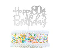 CAPASTEC Decorazione Torta, Cake Topper, Cake Topper Decorativo, Forniture per Decorare la Torta per Celebrare l'80° Compleanno, Tonalità Argento