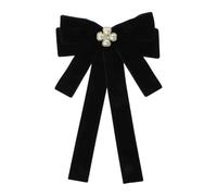 CAPASTEC Fiocco da Donna con Fiocco a Nastro Pre-legato Spilla Cravatta al Collo Festa Matrimonio regali natale Cerimonia, Amore a Quattro Foglie, Nero