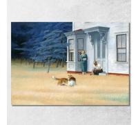 Cape cod Evening Serata A Cape cod Edward Hopper, eho6 Quadro Stampato su Tela Fine Art, Intelaiato Pronto da Appendere, assemblato a Mano, 50x70 cm