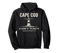 Cape cod Lighthouse Massachusetts Coordinate Viaggio Felpa con Cappuccio