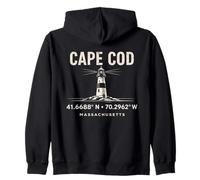 Cape cod Lighthouse Massachusetts Coordinate Viaggio Felpa con Cappuccio
