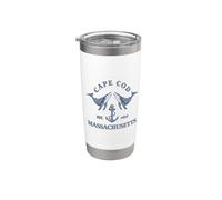 Cape Cod Massachusetts Ancora nautica vintage con balene Bicchiere termico in acciaio inox doppia parete