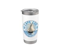 Cape Cod, Massachusetts, design vintage con barca a vela Bicchiere termico in acciaio inox doppia parete