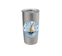 Cape Cod, Massachusetts, design vintage con barca a vela Bicchiere termico in acciaio inox doppia parete