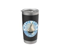 Cape Cod, Massachusetts, design vintage con barca a vela Bicchiere termico in acciaio inox doppia parete