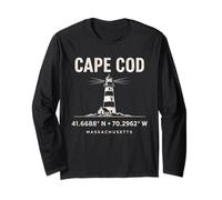 Cape cod Massachusetts Faro Coordinate Design Maglia a Manica