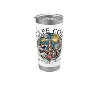 Cape Cod Massachusetts Octopus Lighthouse Since 1691 Nero Bicchiere termico in acciaio inox doppia parete