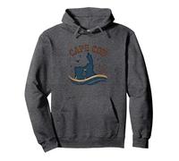 Cape cod Nautico Notte Scena Costiera Felpa con Cappuccio, Unisex per Adulti, Grigio Scuro, L