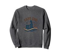 Cape cod Nautico Notte Scena Costiera Felpa, Unisex per Adulti, Grigio Scuro, L