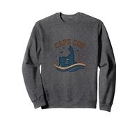 Cape cod Nautico Notte Scena Costiera Felpa, Unisex per Adulti, Grigio Scuro, M