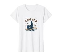 Cape cod Nautico Notte Scena Costiera Maglietta, Donna, Bianco, L
