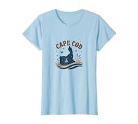 Cape cod Nautico Notte Scena Costiera Maglietta, Donna, Celeste, XL