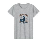 Cape cod Nautico Notte Scena Costiera Maglietta, Donna, Grigio Melange, XXL