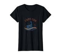Cape cod Nautico Notte Scena Costiera Maglietta, Donna, Nero, XL