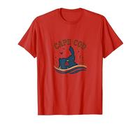 Cape cod Nautico Notte Scena Costiera Maglietta, Uomo, Rosso, L